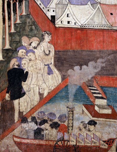 Yabancı tüccarlar ve Çinli tüccarlar (duvar resmi) by Thai School
