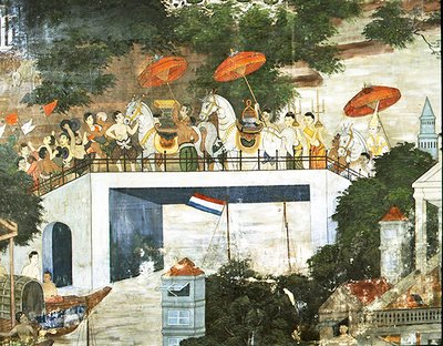 Keşiş, kutsanmasından sonra manastıra götürüldü (fresk) by Thai School