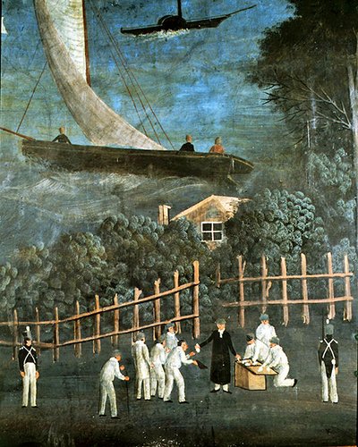 Batılı tüccarlar (fresk) by Thai School