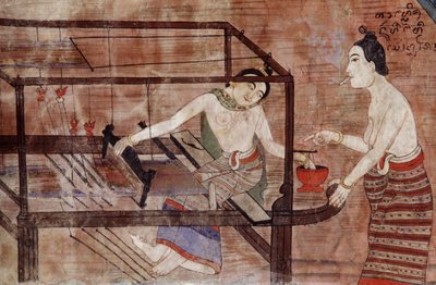 Dokuma kadın (duvar resmi) by Thai School