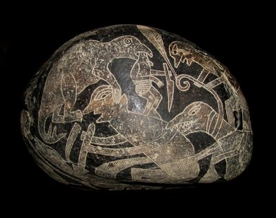 İca taşı. Bir adamı öldüren bir dinozor. by The Ica stones.