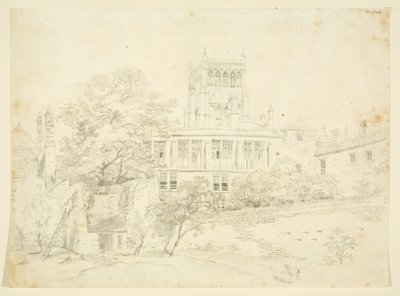 Prebendal Evlerden birinin Bahçe Cephesi (kağıt üzerine kurşun kalem ve sulu boya) by The Rev. John Eagles