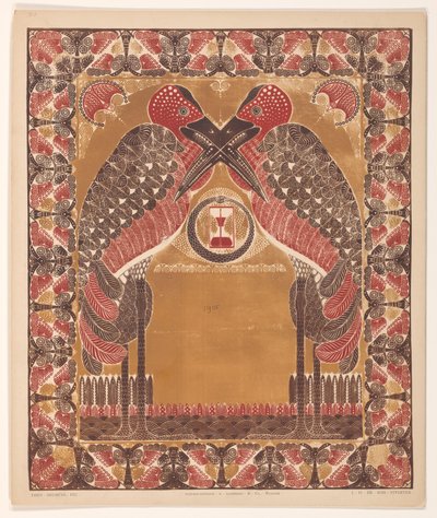 Çapraz gagalı ve kum saati olan iki ayakta kuş by Theo Neuhuys