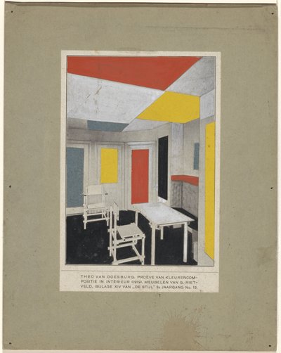 "Renk çözümü" İç mekanda renk kompozisyonu by Theo van Doesburg