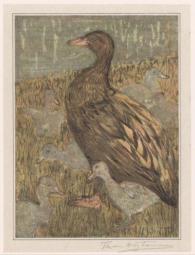 Rıhtımlar, civciv ile ördek by Theo van Hoytema (signed by artist)