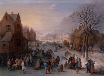 Çok Figürlü Bir Kış Kasabası Manzarası by Theobald Michau