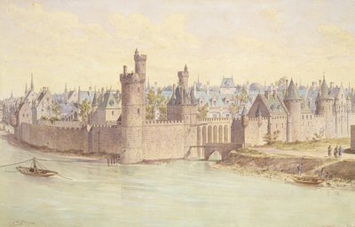 The Tour de Nesles (pen und ink and wc on paper) by Theodor Josef Hubert Hoffbauer