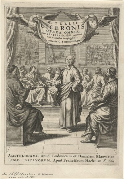 Cicero ve tartışan rakamlar Başlık sayfası: Cicero, opera omnia, 1661 by Theodor Matham