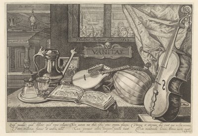 Vanitas müzik aletleri ile natürmort by Theodor Matham