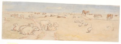 Saltholm'da koyun ve kazlar (yumruk topuz dekorasyonu için taslak) by Theodor Philipsen