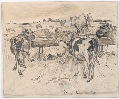 Gammelgård kuyusundaki buzağılar by Theodor Philipsen