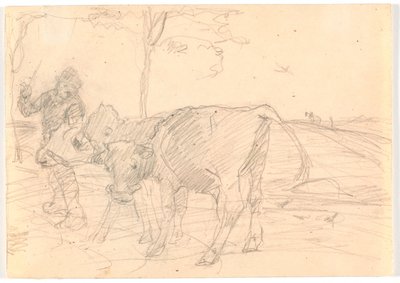 Üç buzağı ile sığır sürücüsü by Theodor Philipsen