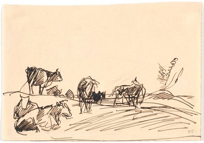 Yalan ve ayakta inekler ile manzara by Theodor Philipsen