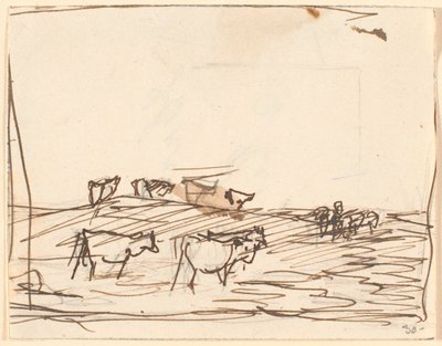 İnekler ile manzara taslağını by Theodor Philipsen