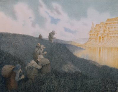 Trol kalesinde bir ziyafete giderken by Theodor Kittelsen