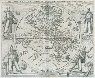 Amerika haritası, 1590-1601 by Theodor de Bry