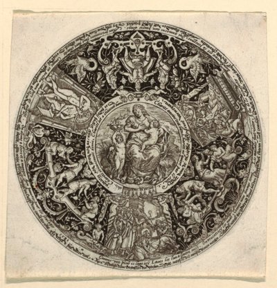 Bir Hayırseverlik Alegorisine Sahip Oyulmuş Tazza için Tasarım by Theodor de Bry