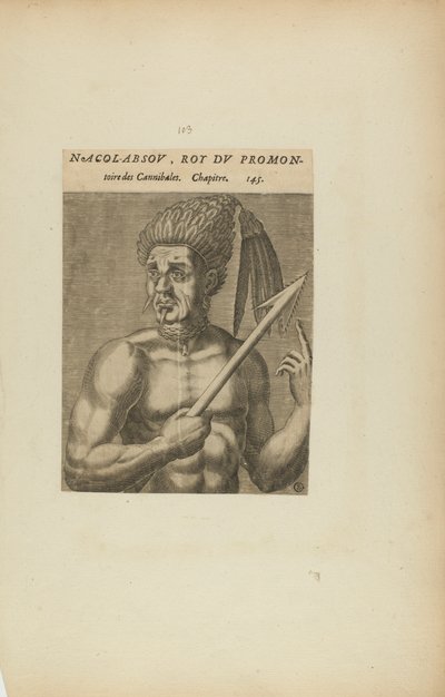 Nacol-Absov, Roi Du Promon-/toire des.... (Les Vrais Pourtraits et Vies des Hommes Illustres adlı kitaptan) by Theodor de Bry