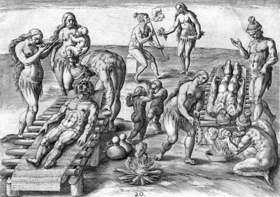 Timucuan yerlileri hastaları tedavi ediyor by Theodor de Bry