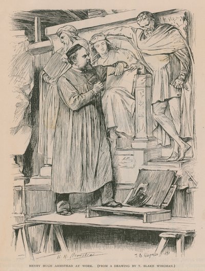 Henry Hugh Armstead, Albert Anıtı üzerinde iş başında (gravür) by Theodore Blake Wirgman