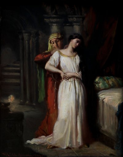 Desdemona yatağına çekiliyor by Théodore Chassériau