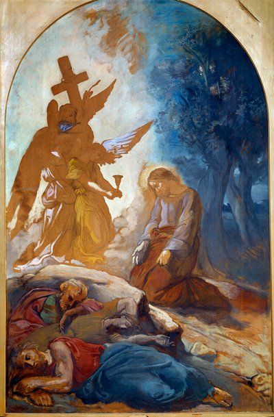 Zeytin ağaçlarının bahçesinde İsa. Theodore Chasseriau