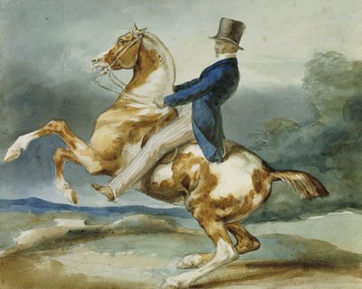 Bir Binici ve Yetiştirdiği Atı; Un Cavalier Cabrant Son Cheval, by Theodore Gericault