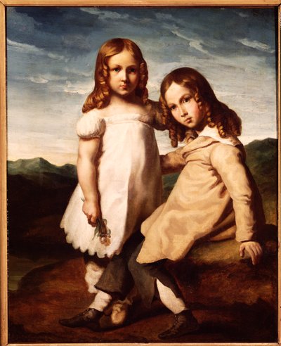 Alfred Dedreux (1810-60) Kızkardeşi Elisabeth ile Çocukken, 1816-17 by Theodore Gericault