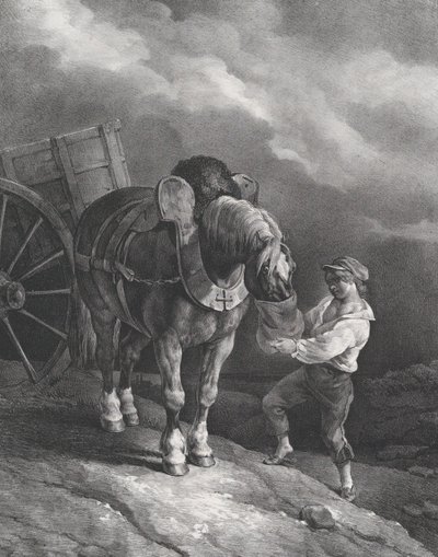 Araba Atı Burun Torbasından Besleyen Çocuk, 1822. by Theodore Gericault