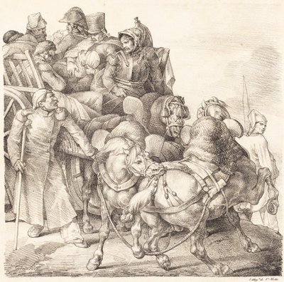 Yaralı Askerlerle Dolu Araba (Chariot Charge de soldats kutsadı) by Theodore Gericault