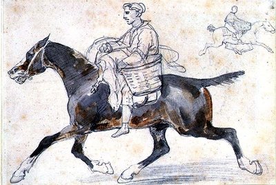 At sırtında İngiliz kasap (kalem ve sulu boya) by Theodore Gericault