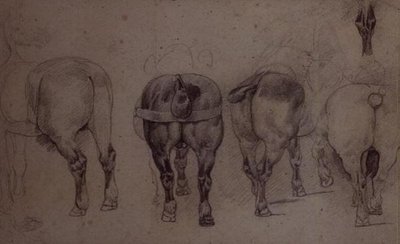 Koşumlu atlar (kalem) by Theodore Gericault