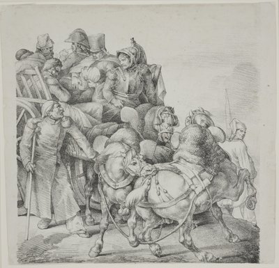 Yaralı Askerlerle Dolu At Arabası, C. Motte tarafından litografi by Theodore Gericault