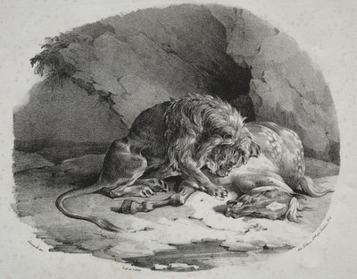 Aslan tarafından yutulan at by Theodore Gericault