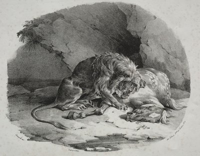 Aslan tarafından yutulan at by Theodore Gericault