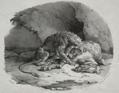 Aslan Tarafından Yutulan At, 1823. by Theodore Gericault