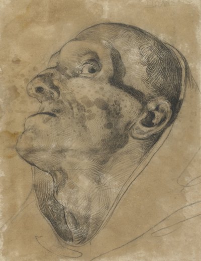 Aşağı bakan, aşağı bakan bir adamın başı by Theodore Gericault