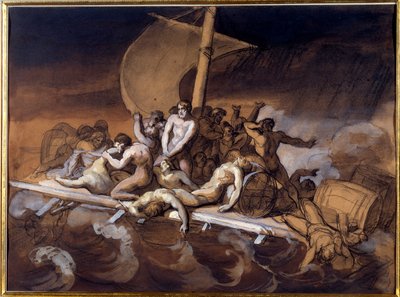 Theodore Gericault (1791-1824) tarafından kağıt üzerinde yıkama ve guaj için Medusa Hazırlık çalışmasının salı. 1819 Ebat 0.28 X 0.38 m. Paris, Louvre Müzesi by Theodore Gericault