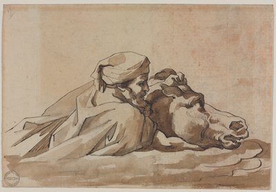 Poussin'in "Tufan"ından Sonra Atı Suda Tutan Adam (rekto) by Theodore Gericault