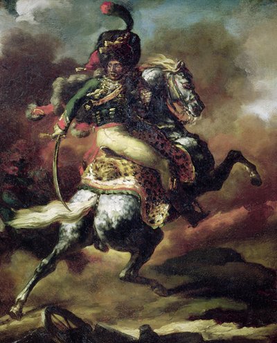 Officer of the Hussars Charging on Horseback  by Theodore Gericault