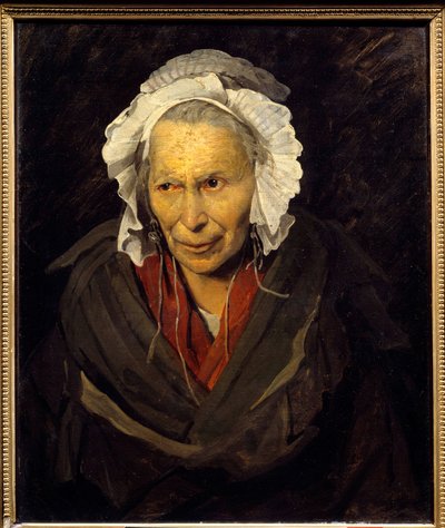 Salpetriere sırtlan veya kıskanç monomanyak Akıl hastalığından muzdarip yaşlı bir kadının portresi. Theodore Gericault (1791-1824) 1822 Sun tarafından tablo. 0,72x0,58 m Lyon, musee des Beaux Arts - Salpetriere Sırtlan veya kıskançlık monomanisi. eski bir  by Theodore Gericault