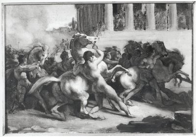 Barbar Atlarının Yarışı için Çalışma by Theodore Gericault
