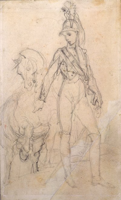 Bir ejderha ve atının incelenmesi by Theodore Gericault
