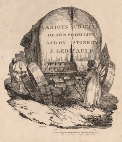Yaşamdan ve Taştan Çizilmiş Çeşitli Konular: Koşumlu Atlı Bir Vagon, 1821. by Theodore Gericault