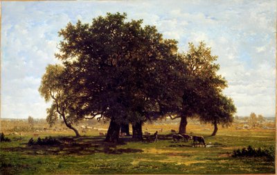 Bir grup meşe ağacı, Apremont (Tuval üzerine yağlı boya by Pierre Etienne Theodore Rousseau