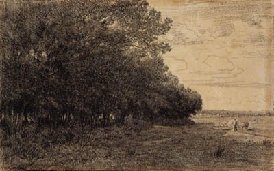 Macherin ormanında küçük bir grup uzun ağaç by Theodore Rousseau