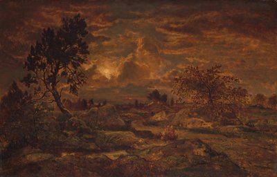Arbonne yakınlarında gün batımı, ca. 1860-65. by Theodore Rousseau