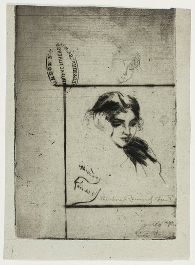 Eline Yaslanmış Bir Kızın Başı by Theodore Roussel