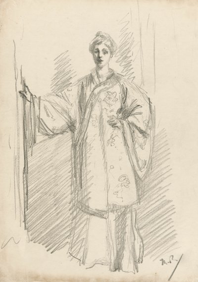 Çin Önlüklü Ayakta Figür by Theodore Roussel