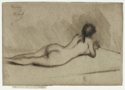 Yatan Bir Kızın Çıplak Halinden Çalışma by Theodore Roussel
